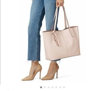 J. Crew Harper East West Leather Tote in Light Blush